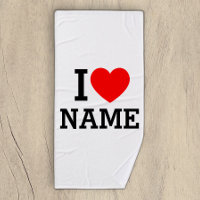 I Heart Name Bath Towel