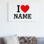 I Heart Name Canvas Print<br><div class="desc">Write your desired Name or Text on the name Section.</div>