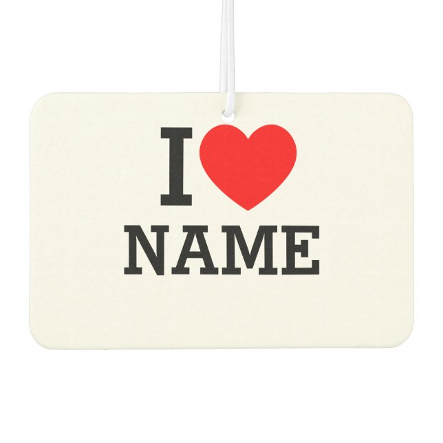 I Heart Name Car Air Freshener (Front)
