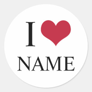 I Heart Name Classic Round Sticker