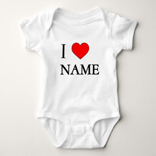 I heart name (customisable) baby bodysuit (Front)