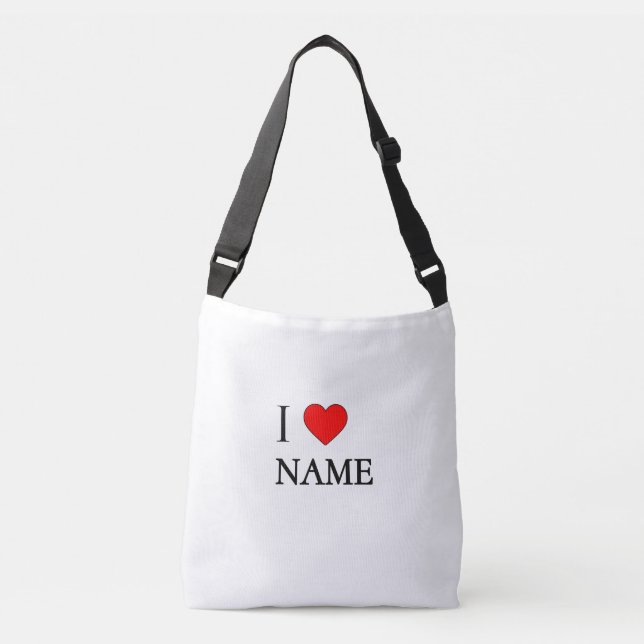 I heart name (customisable) crossbody bag (Front)