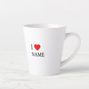 I heart name (customisable) latte mug