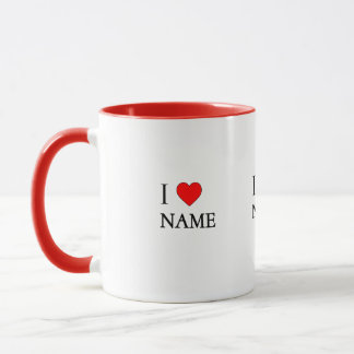 I heart name (customisable) mug