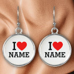 I Heart Name Earrings<br><div class="desc">Write your desired Name or Text on the name Section.</div>