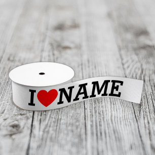 I Heart Name Grosgrain Ribbon