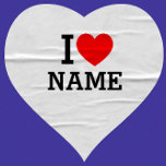 I Heart Name Heart Sticker<br><div class="desc">Write your desired Name or Text on the name Section.</div>