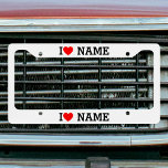 I Heart Name Licence Plate Frame<br><div class="desc">Write your desired Name or Text on the name Section.</div>