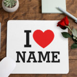 I Heart Name Mouse Mat<br><div class="desc">Write your desired Name or Text on the name Section.</div>