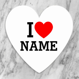 I Heart Name Paper Coaster