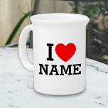 I Heart Name Pitcher<br><div class="desc">Write your desired Name or Text on the name Section.</div>