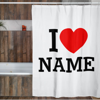 I Heart Name Shower Curtain