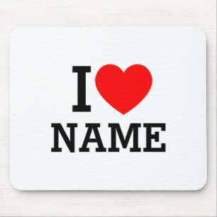 I Heart Name T Shirt Mouse Mat
