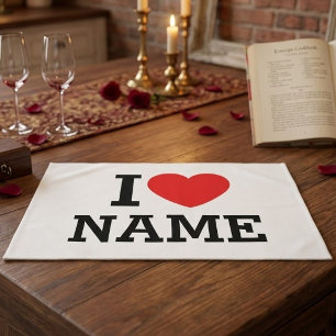 I Heart Name Tea Towel