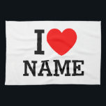 I Heart Name Tea Towel<br><div class="desc">Write your desired Name or Text on the name Section.</div>