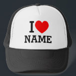 I Heart Name Trucker Hat<br><div class="desc">Write your desired Name or Text on the name Section.</div>