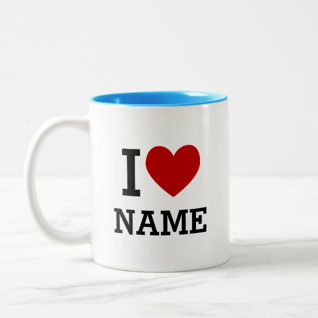 I Heart Name Two-Tone Coffee Mug (Left)