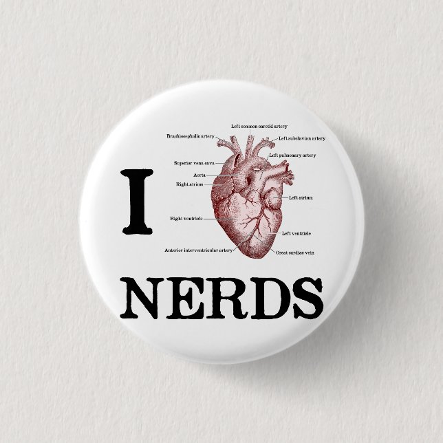 I Heart Nerds 3 Cm Round Badge (Front)