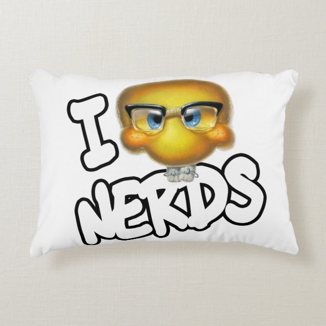 I Heart Nerds Brushed Polyester Pillow 16" x 12" (Front)