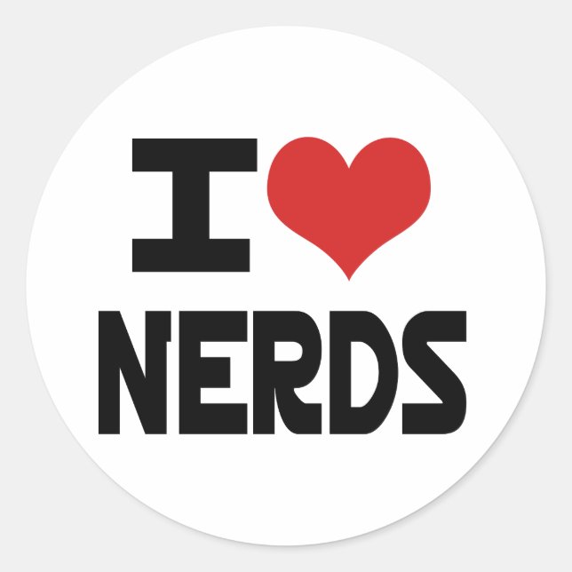 I heart Nerds Classic Round Sticker (Front)