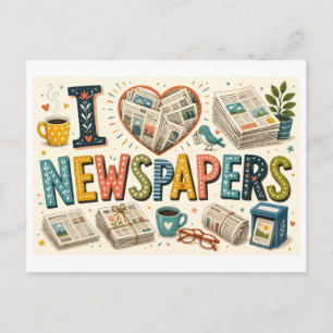 "I [Heart] Newspapers" Postcard