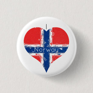 I Heart Norway Distressed Painted Heart Flag 3 Cm Round Badge