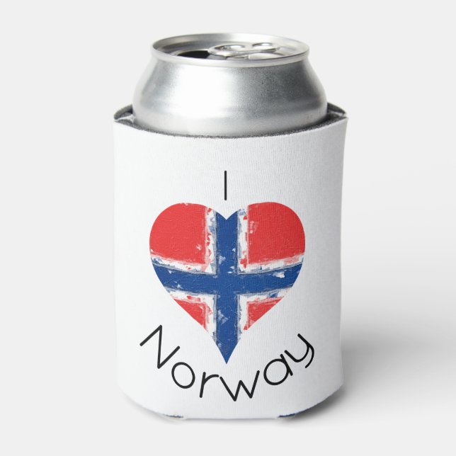 I Heart Norway Norwegian Flag Can Cooler (Can Front)