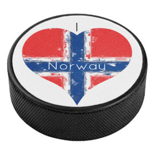 I Heart Norway Norwegian Flag Hockey Puck