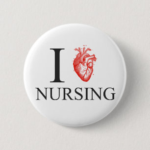 I Heart Nursing 6 Cm Round Badge
