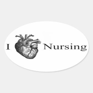 I Heart Nursing Oval Sticker