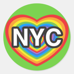 I heart NYC. I love NYC. New York City rainbow hea Classic Round Sticker