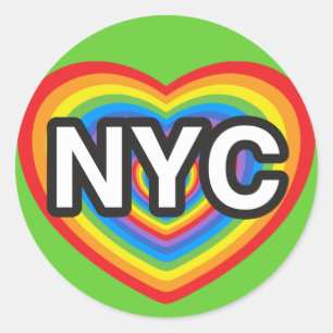 I heart NYC. I love NYC. New York City rainbow hea Classic Round Sticker