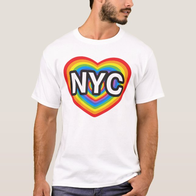 I heart NYC. I love NYC. New York City rainbow hea T-Shirt (Front)