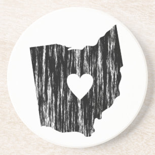 I Heart Ohio Grunge Worn Outline State Love Coaster