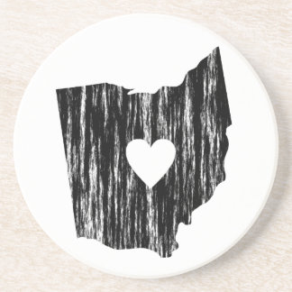 I Heart Ohio Grunge Worn Outline State Love Coaster