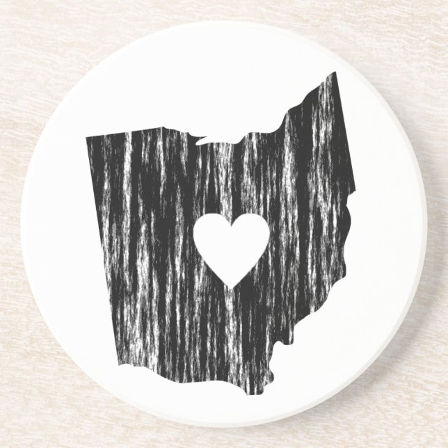 I Heart Ohio Grunge Worn Outline State Love Coaster (Front)