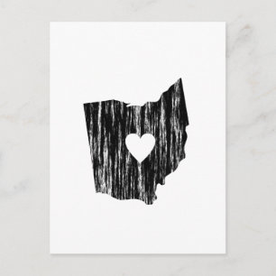 I Heart Ohio Grunge Worn Outline State Love Postcard