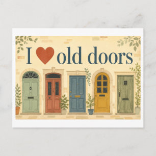 "I [Heart] Old Doors" Postcard