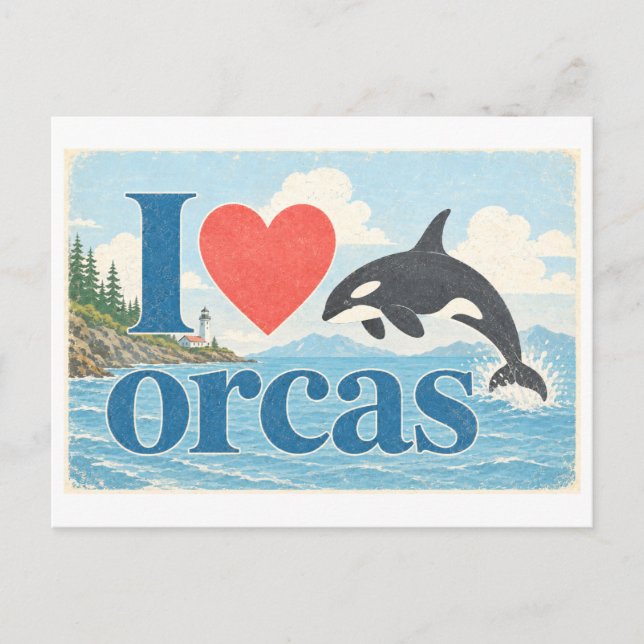 "I [Heart] Orcas" Postcard (Front)