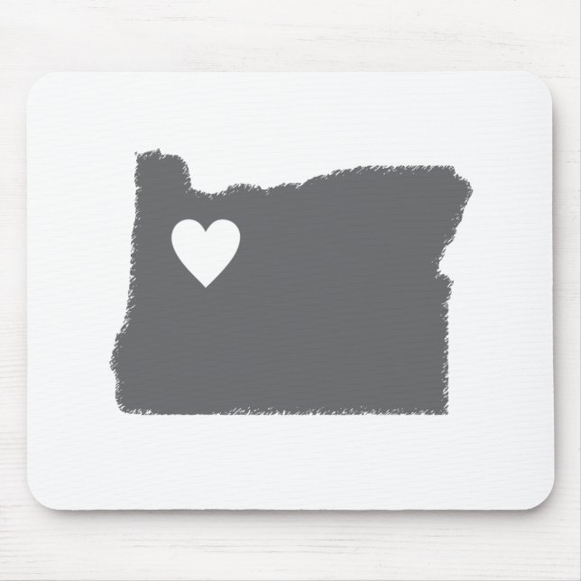 I Heart Oregon Grunge Look Outline State Love Mouse Mat (Front)
