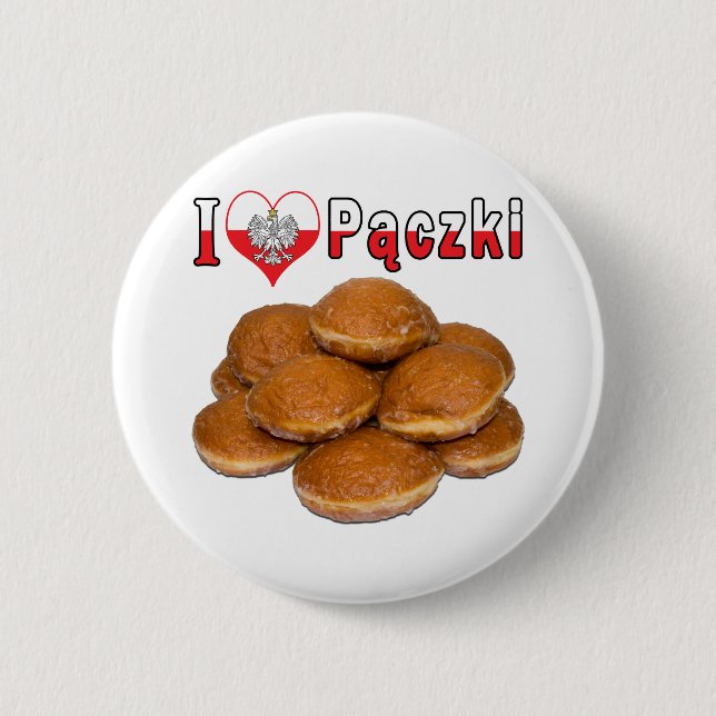I Heart Paczki Polish Food 6 Cm Round Badge (Front)