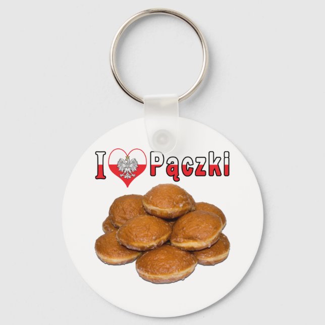 I Heart Paczki Polish Food Key Ring (Front)