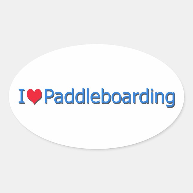 "I Heart Paddleboarding" Logo Oval Sticker (Front)