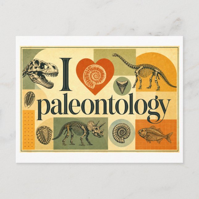 "I [Heart] Paleontology" Postcard (Front)