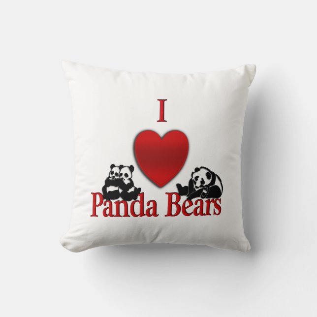 I Heart Panda Bears Cushion (Front)