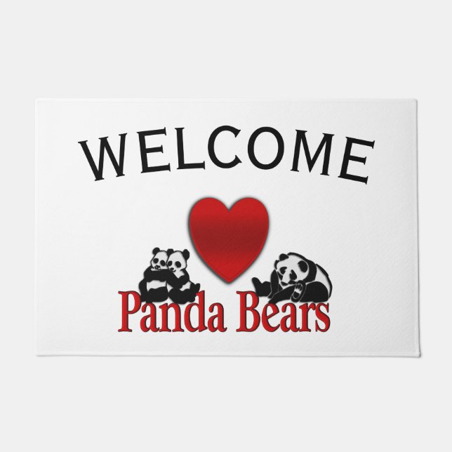 I Heart Panda Bears Doormat (Front)