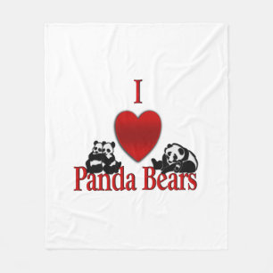 I Heart Panda Bears Fleece Blanket