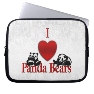 I Heart Panda Bears Fun Laptop Sleeve