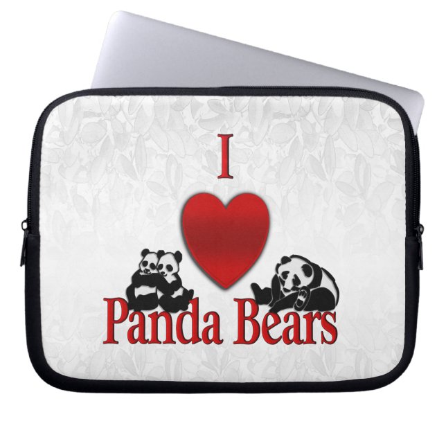 I Heart Panda Bears Fun Laptop Sleeve (Front)
