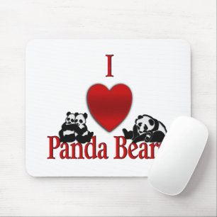 I Heart Panda Bears Fun Mouse Mat